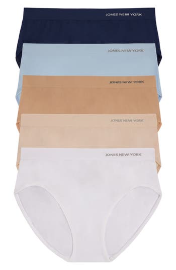 Jones New York Seamless 5-pack Hi-cut Briefs In Wht/buff/dnude