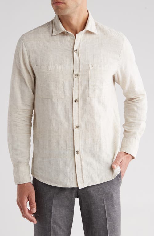 Robert Barakett Sunset Plaid Cotton & Linen Button-Up Shirt Cream at Nordstrom,