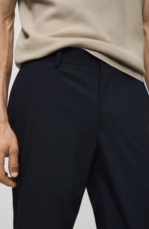 Mango Stretch Slim Fit Pants In Dark Navy