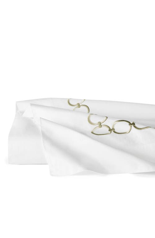 Sferra Catena Flat Sheet, King In White/willow