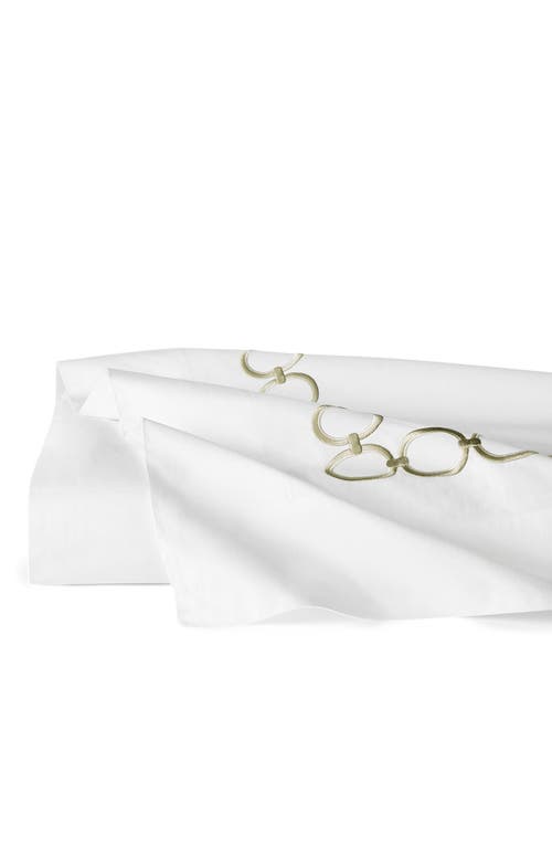 SFERRA Catena Flat Sheet in White/Willow at Nordstrom