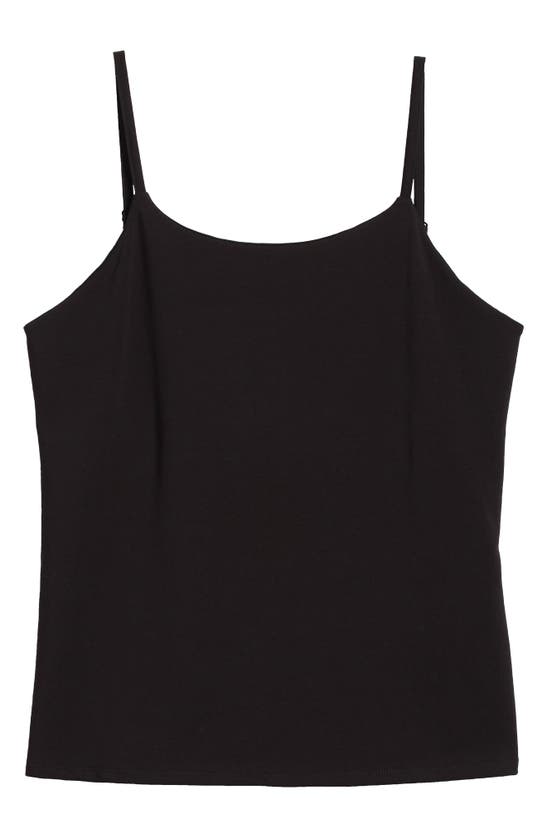Shop Eileen Fisher Organic Cotton Blend Shelf Bra Camisole In Black