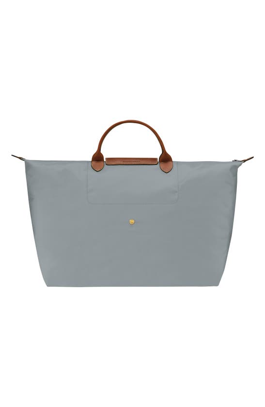 Shop Longchamp 'le Pliage' Overnighter In Steel