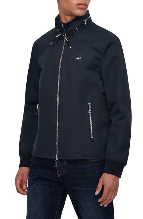 Armani Exchange Classic Yacht Cotton Blend Jacket with Hidden Hood Navy at Nordstrom,