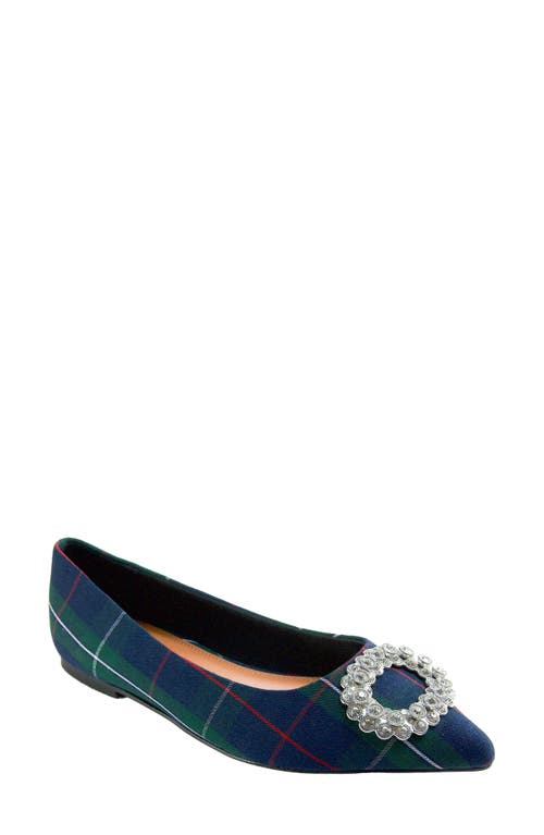 band of the free Blossom Plaid Pointed Toe Flat in Navy