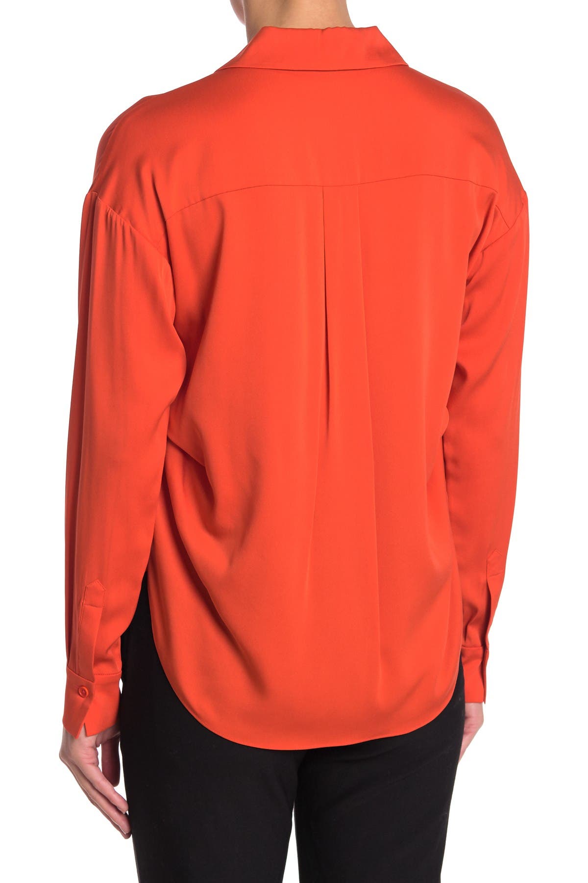 Diane Von Furstenberg Leanna Stretch Silk Blend Button-up Shirt In Dark Orange