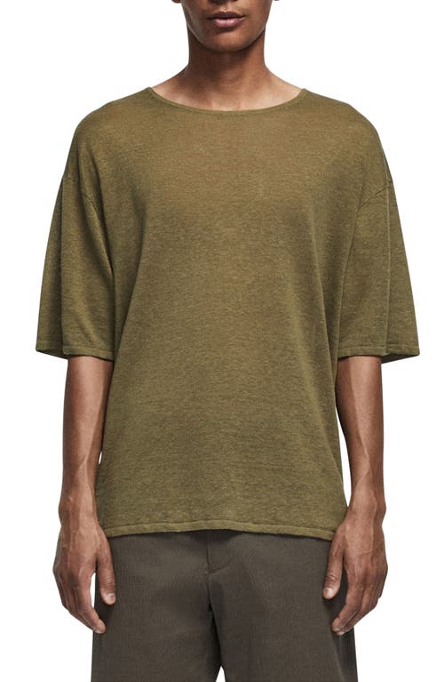 rag & bone Kerwin Oversize Stripe Linen T-Shirt in Army at Nordstrom, Size Medium