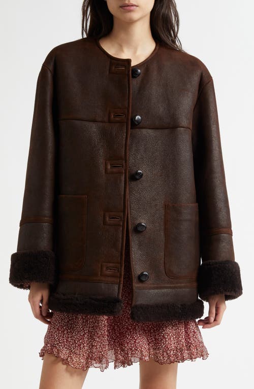 Shop Weekend Max Mara Borbone Shearling Coat In Chocolate