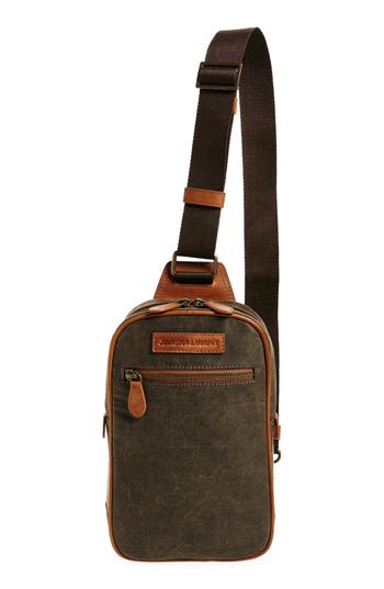 Shop Johnston & Murphy Antique Sling Shoulder Bag In Brown/tan
