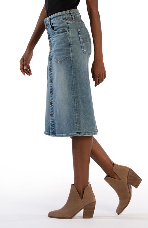 Shop Kut From The Kloth Rose Button Front Denim Skirt In Majestic