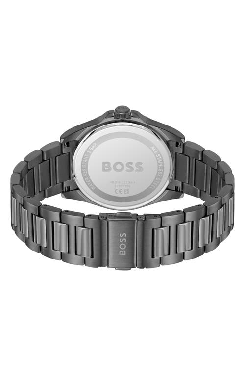 Hugo Boss Men's Strike Quartz Basic Calendar Ionic Plated Grey Steel Watch 41mm In Blue