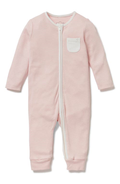 MORI Stripe Fitted One-Piece Pajamas in Blush Stripe at Nordstrom