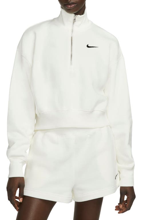 Shop Nike Sportswear Phoenix Fleece Crop Sweatshirt In Sail/black