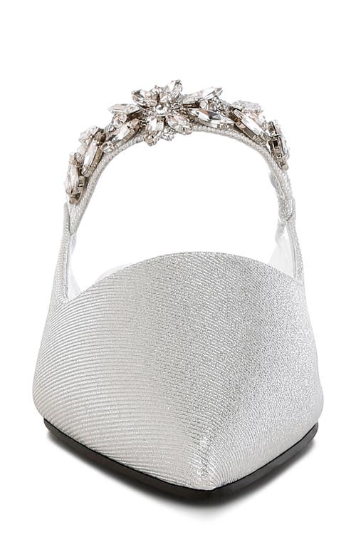 Rag & Co Magnum Crystal Strap Mule In Silver