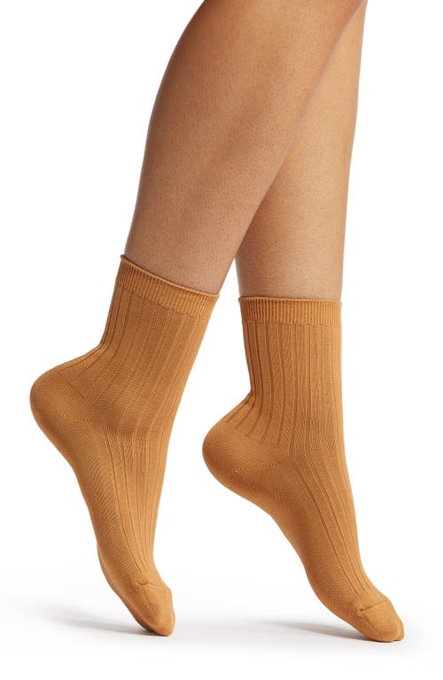 Her Cotton Blend Rib Crew Socks in Peanut Butter