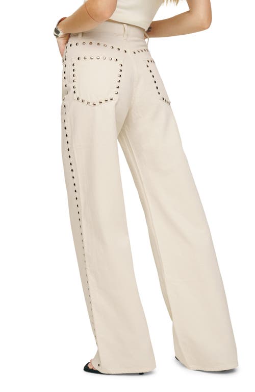 Shop Reformation Cary Studded High Waist Slouchy Wide Leg Jeans In Fior Di Latte Studded