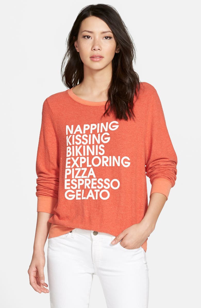 WILDFOX 'Summer List' Pullover Sweatshirt, Main, color, RED
