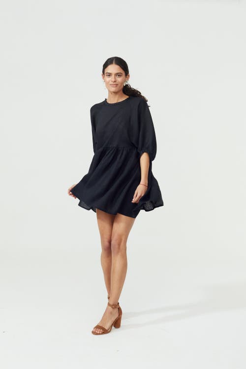 Lanhtropy Alcala Linen Dress In Black