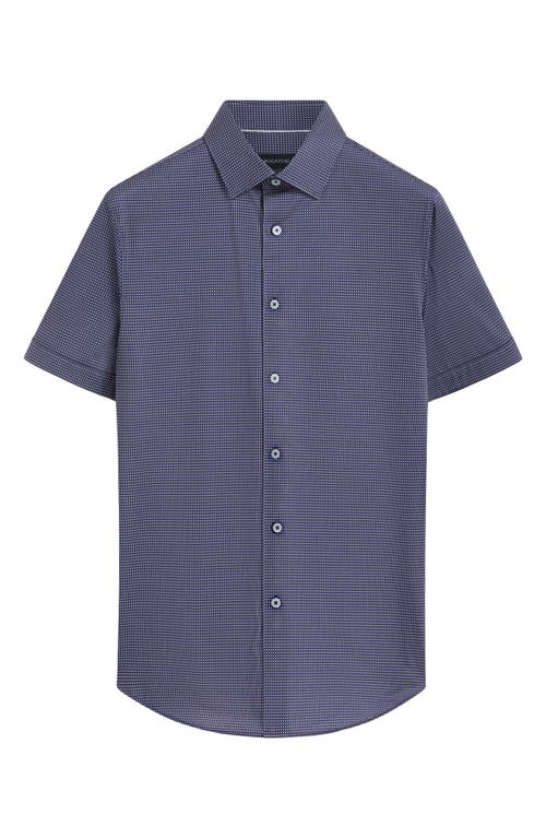 Shop Bugatchi Miles Ooohcotton® Pin Dot Short Sleeve Button-up Shirt In Navy