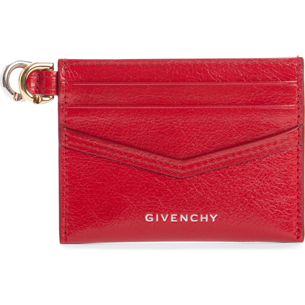 Givenchy Voyou Leather Card Case In Vermillon