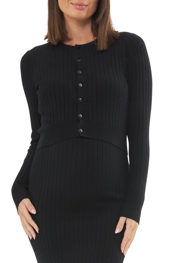 Shop Ripe Maternity Caitlin Rib Crop Maternity Cardigan In Black