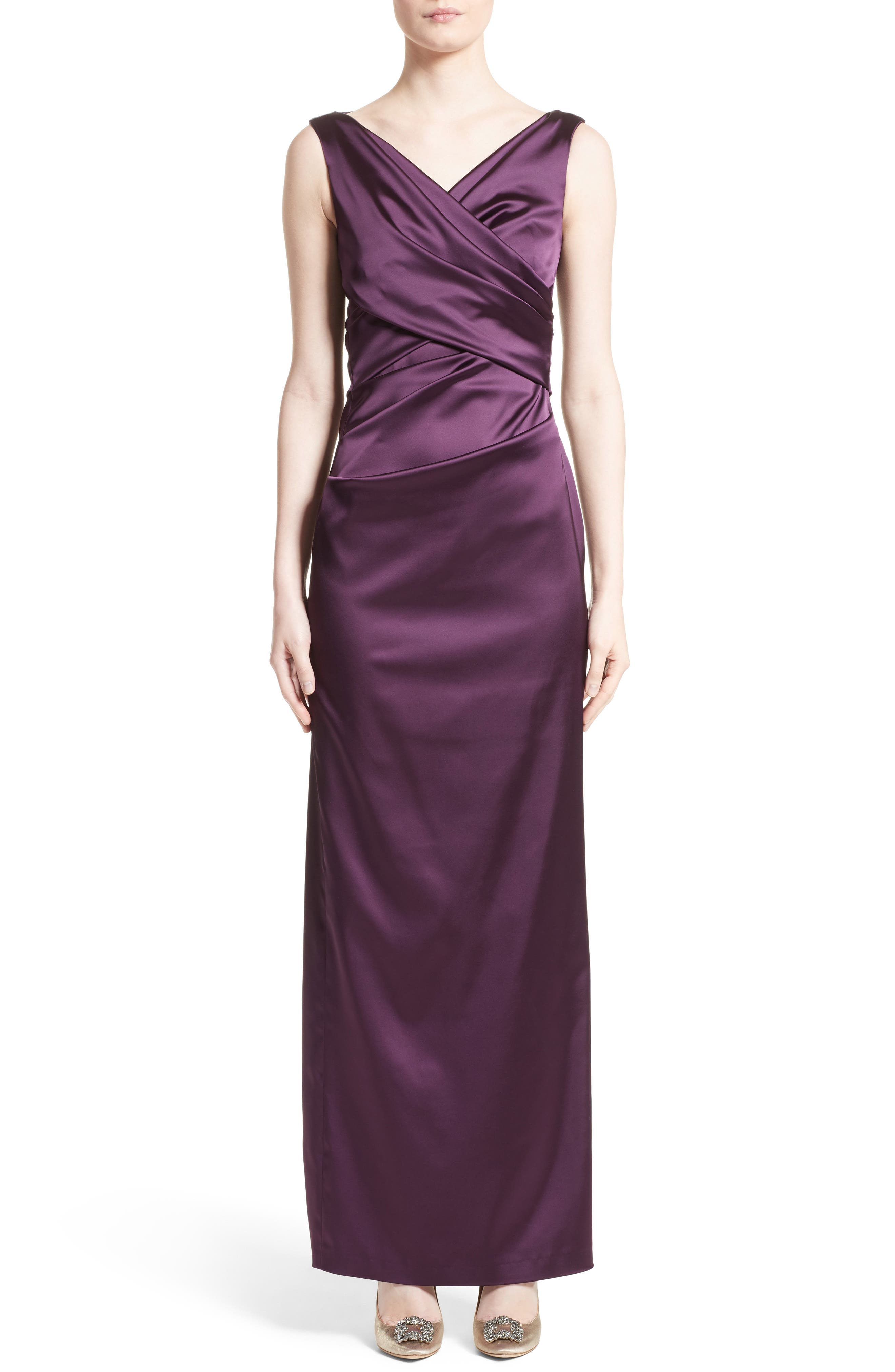 talbot runhof stretch satin dress