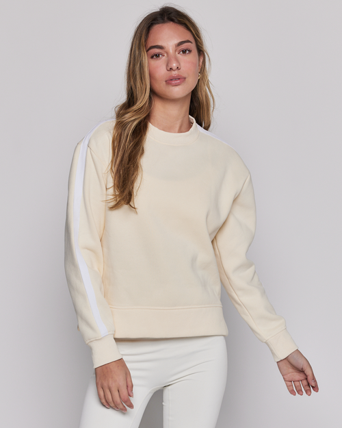 Rebody Active Sideline Fleece Sweatshirt In Bone/white