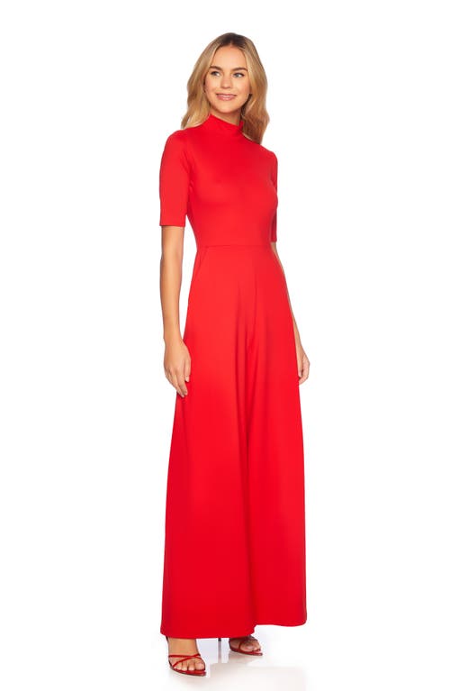 Susana Monaco Mock Neck Wide Leg Jumpsuit In Perfect Red