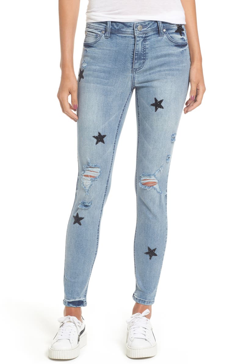 Tinsel Star Embellished Skinny Jeans (Caleb Light Wash) | Nordstrom