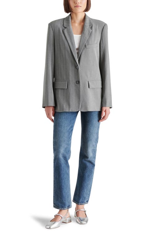 Shop Steve Madden Noellie Pinstripe Blazer In Grey