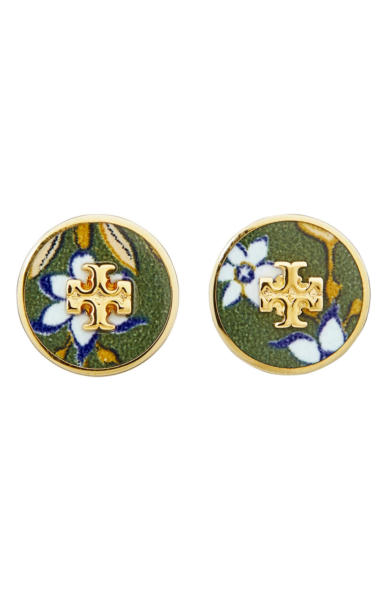 tory burch kira enamel circle stud earrings