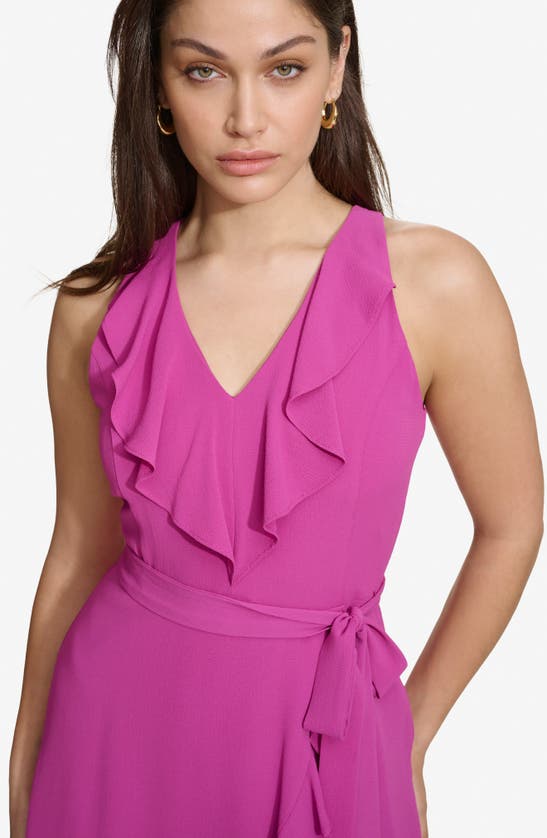 Shop Kensie Ruffle Trim Faux Wrap Dress In Fuchsia