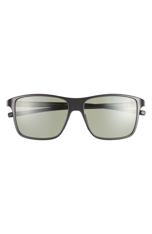 Boldie 57mm Rectangular Sport Sunglasses in Matte Black /Green Polarized