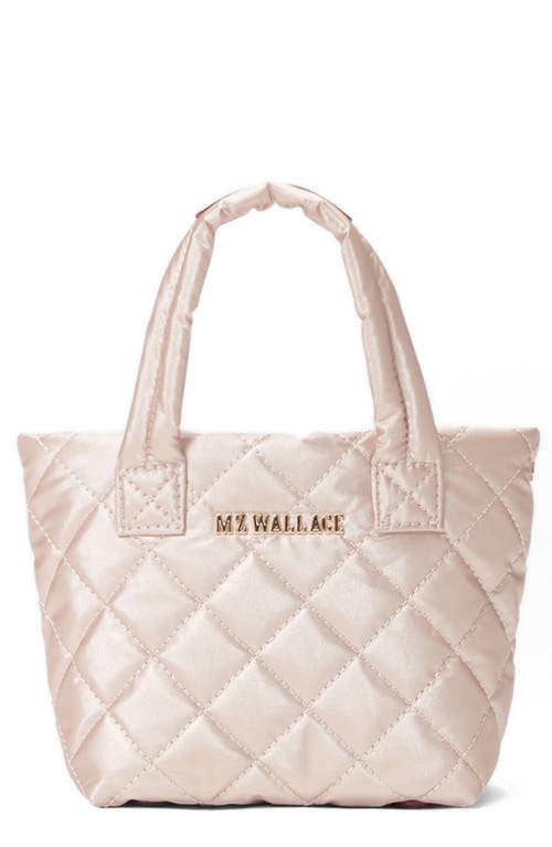 MZ Wallace Petite Metro Deluxe Quilted Tote in Pale Rose Gold Metallic 