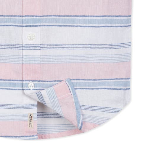 Hope & Henry Boys' Linen Short Sleeve Button Down Shirt, Infant In English Variegated Stripe