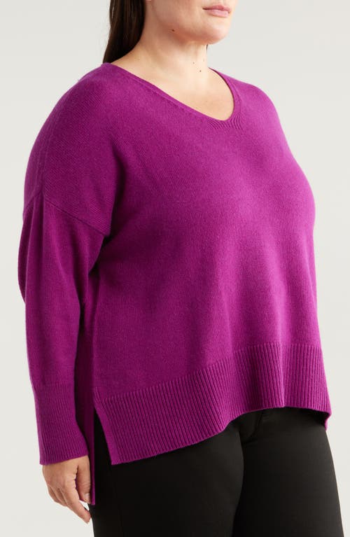 Shop Eileen Fisher V-neck Organic Cotton & Recycled Cashmere Blend Sweater In Berry Bloom