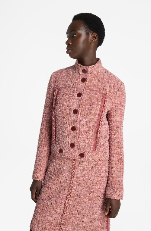 Shop St John St. John Collection Boxy Tweed Crop Jacket In Petal Pink/cranberry Multi