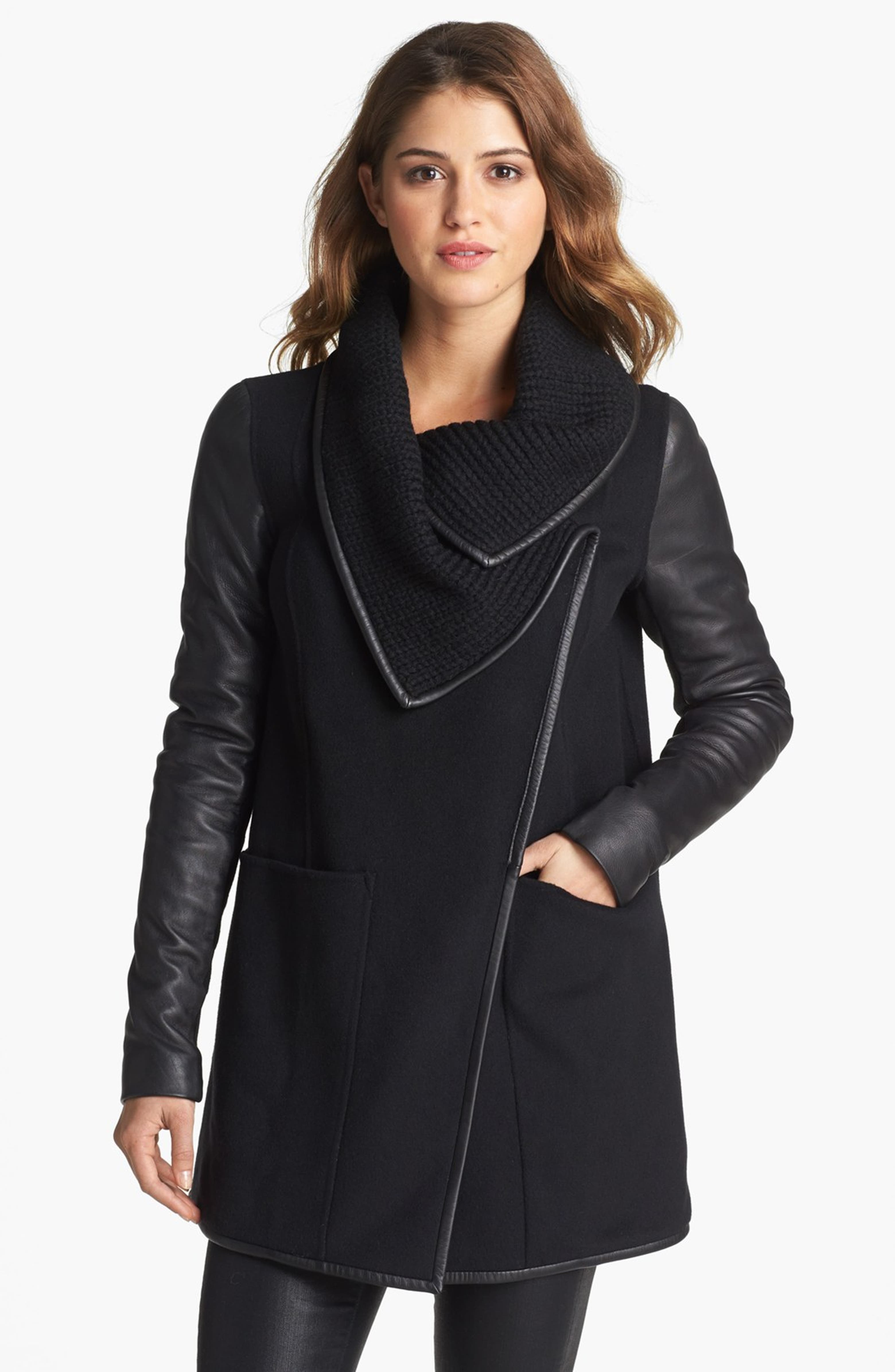 Mackage 'Cornelia' Leather Sleeve Coat | Nordstrom