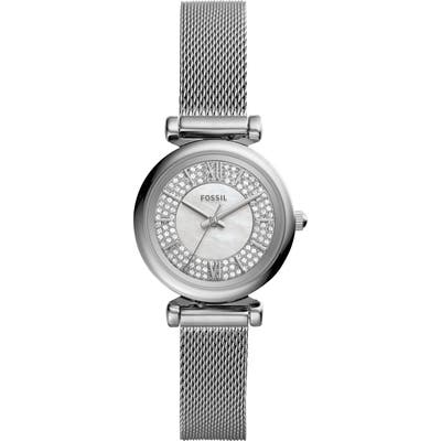Fossil Carlie Mini Pave Mesh Strap Watch, 2m