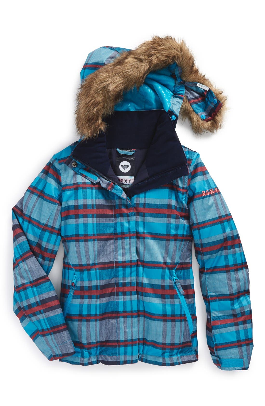 Roxy 'American Pie' Plaid Waterproof DRYFLIGHT Snowboard Jacket (Big