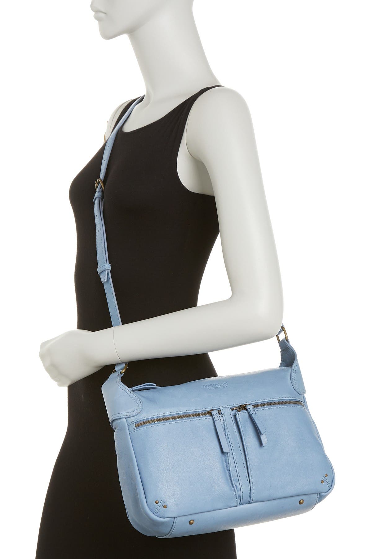 American Leather Co. Hanover Crossbody Leather Bag In Glacier Blue Smooth