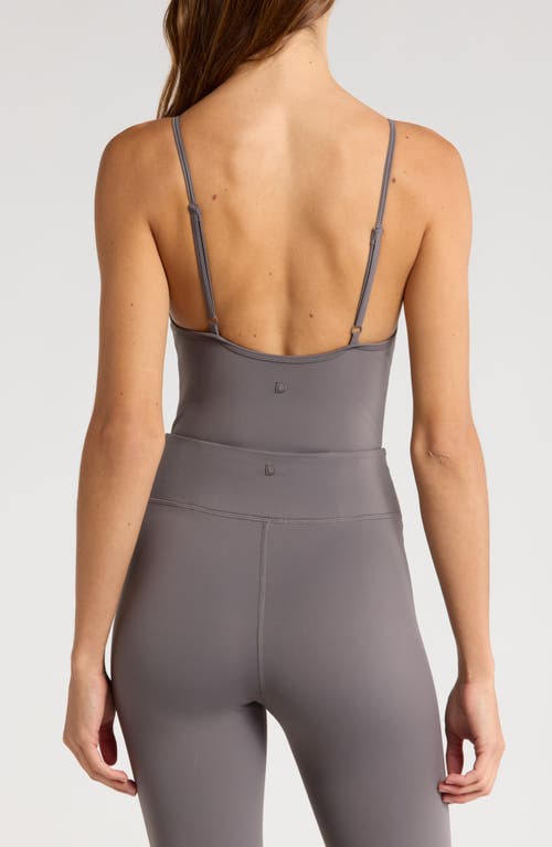 Shop Daughter Lessons Core Ruched Keyhole Bodysuit In Dark Gray