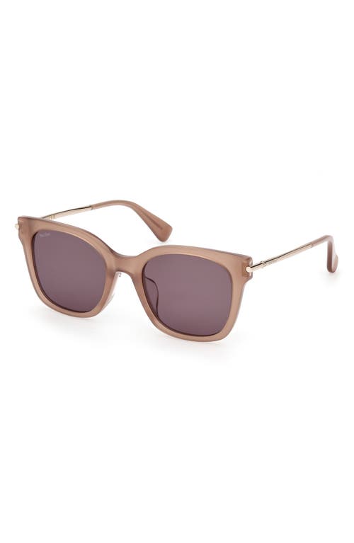 Shop Max Mara 53mm Square Sunglasses In Shiny Beige/brown