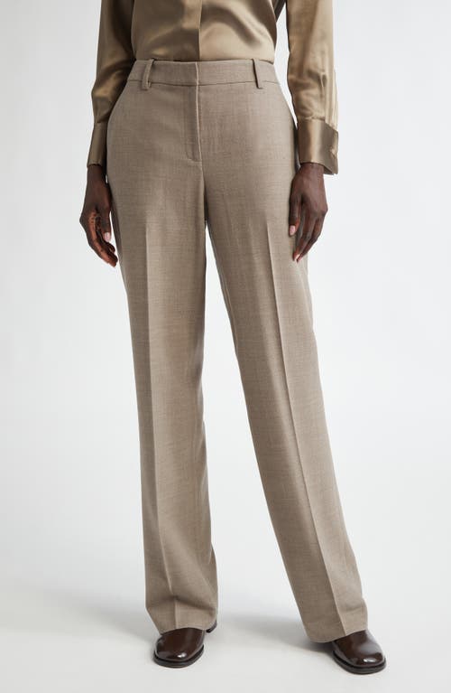 Lafayette 148 New York Gates Creased Alpaca & Wool Blend Straight Leg Trousers in Concrete Melange 