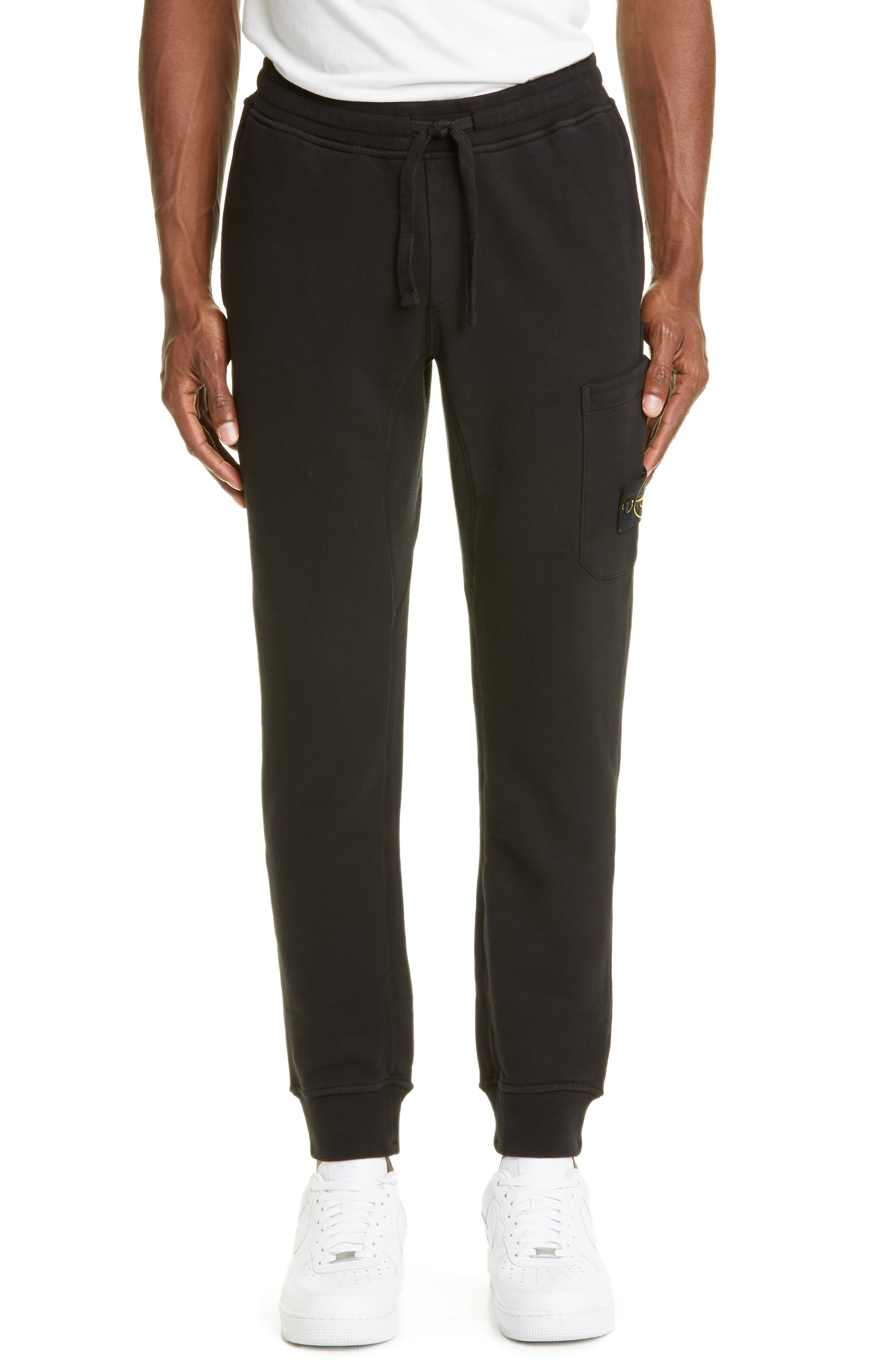 Stone Island Flim Logo Patch Sweatpants, Black