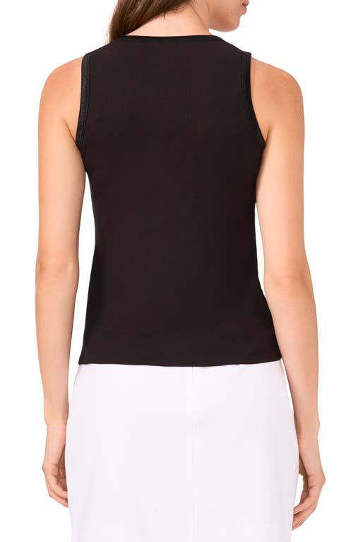 Shop Halogenr Halogen(r) Mixed Media Rib Tank Top In Rich Black