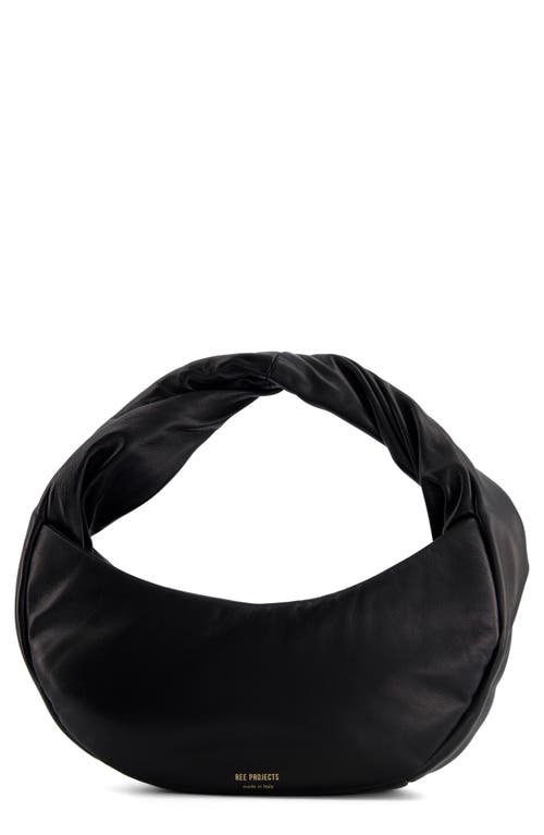Ree Projects Mini Wyn Calfskin Leather Hobo Bag in Black