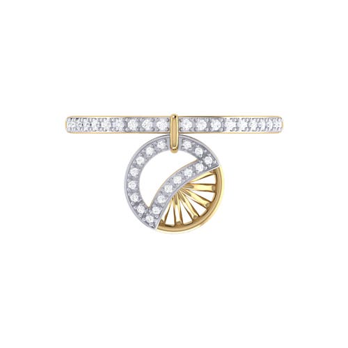 Luvmyjewelry Moon Phases Sterling Silver Diamond Charm Ring In 14kt Gold Vermeil On Sterling