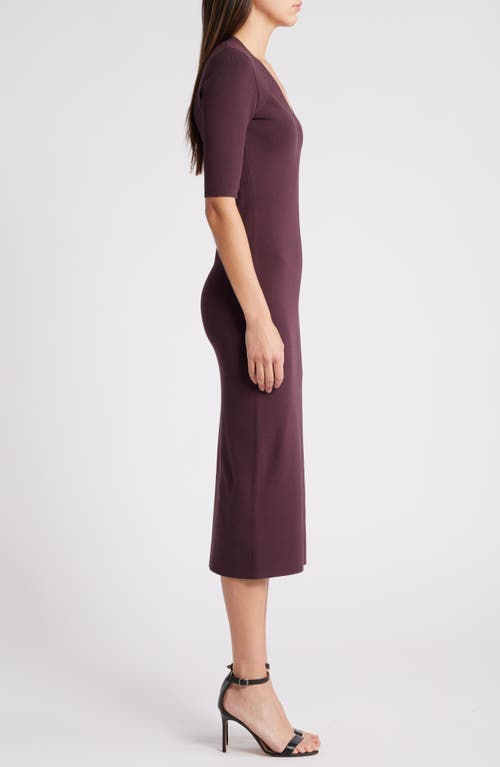 Shop Hugo Boss Boss Fezanin Knit Midi Dress In Nightfall Burgundy