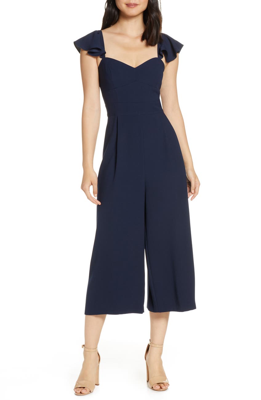 Eliza J Ruffle Sleeve Crop Jumpsuit Nordstrom Rack